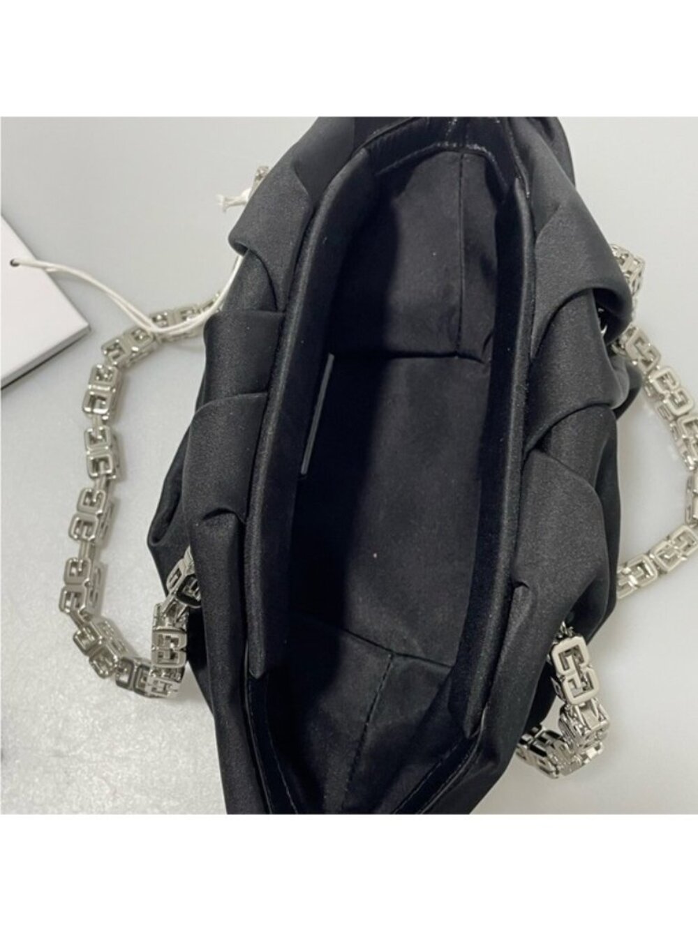 Givenchy Kenny Mini Silk Top Handle Bag Black Silver - Picture 8 of 9